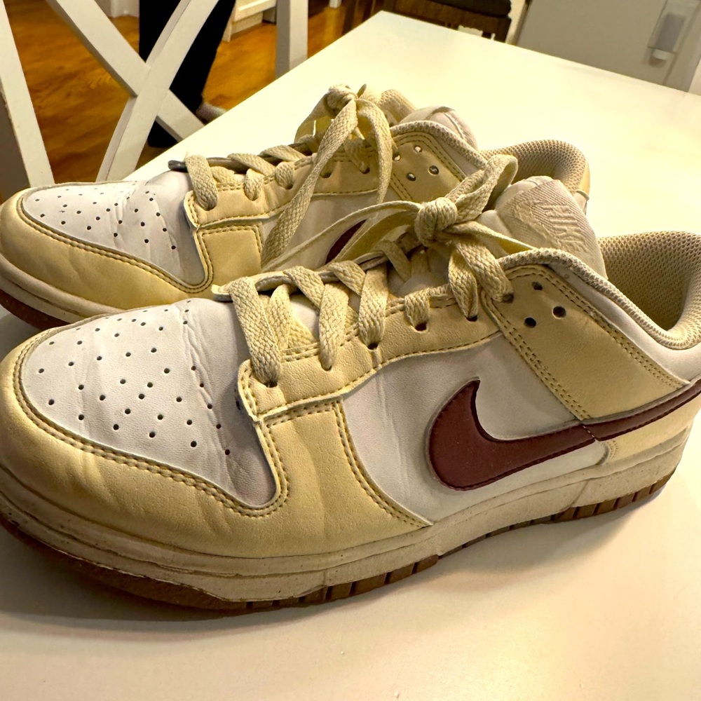 Barely won Nike dunks in cream and brown